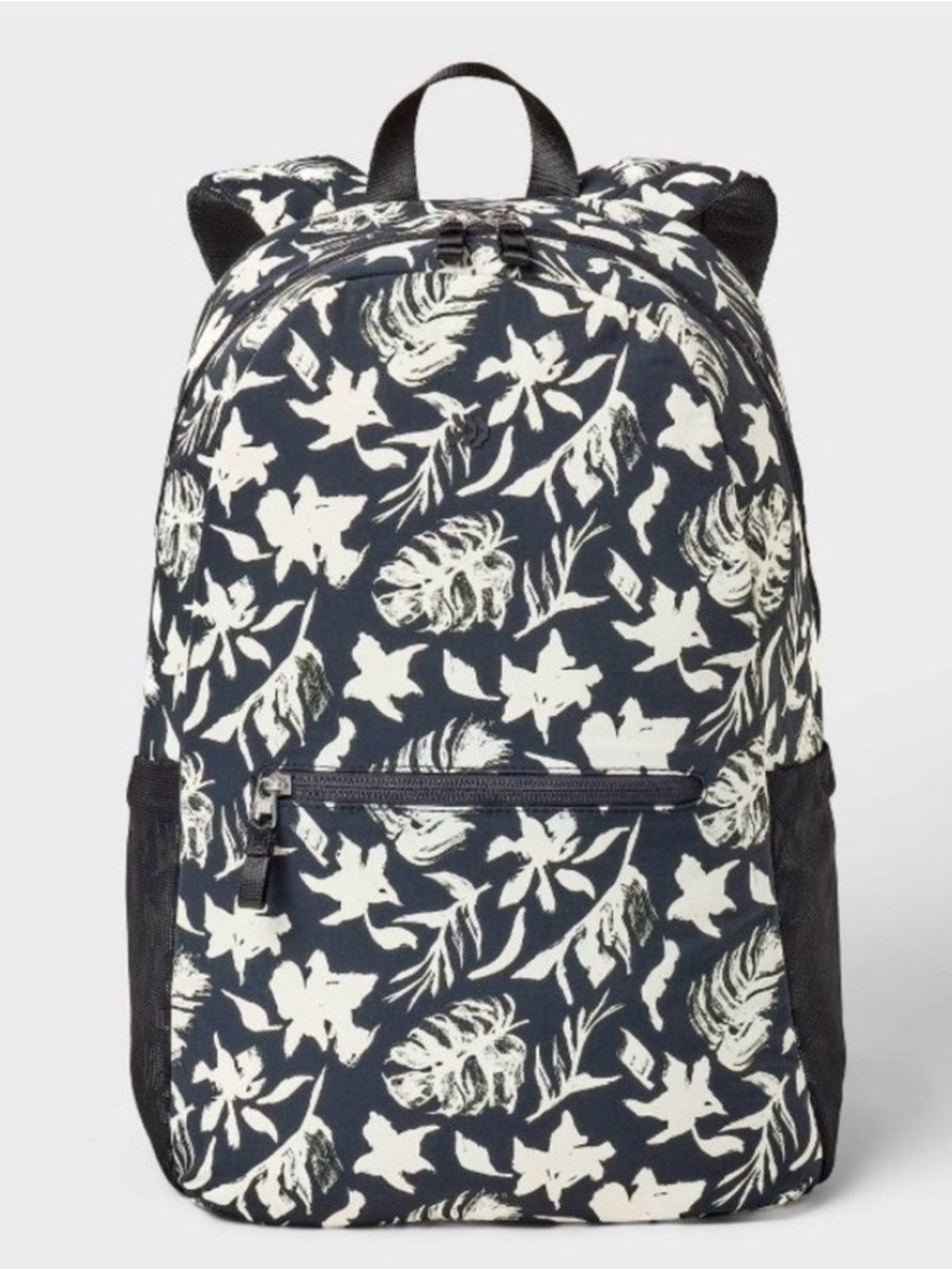 NWT All In Motion Black/White Tropical 16” padded laptop backpack-Side Pockets